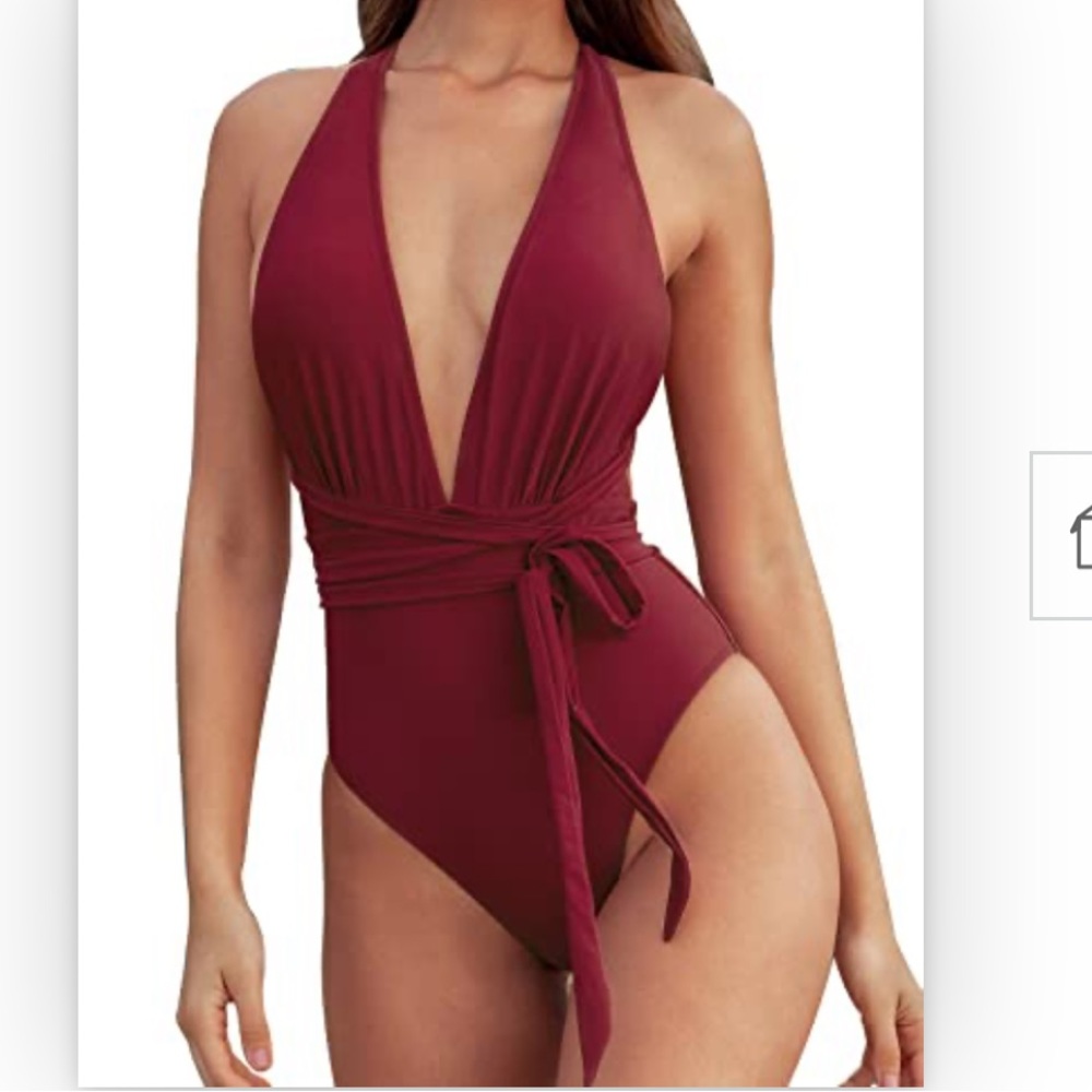 NWT cupshe one piece deep v criss cross tie swimsuit size small